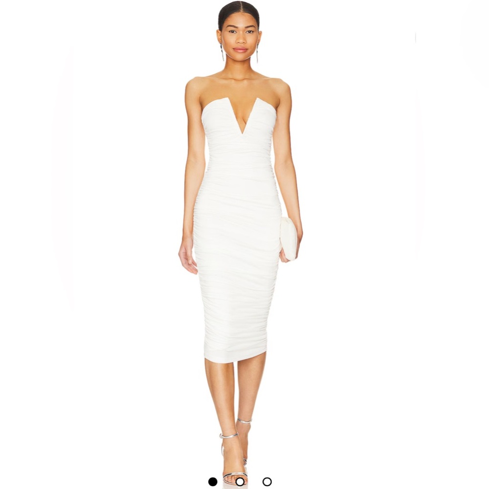 superdown White Strapless Midi Dress